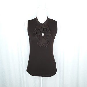 Lauren Jeans Co. Dark Brown Sleeveless Ascot Top NWT